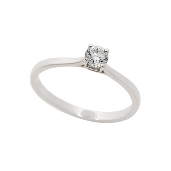 Μονόπετρο δαχτυλίδι καρδιά Κ18 λευκόχρυσο με διαμάντι 0.28ct , SI1 , F