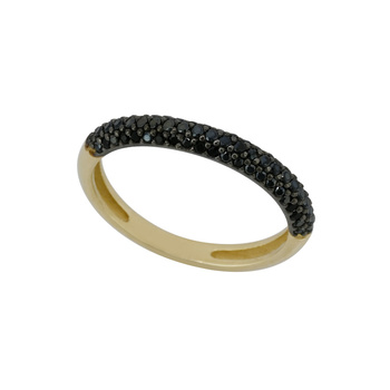 Δαχτυλίδι Κ9 χρυσό με μαύρα ζιργκόν